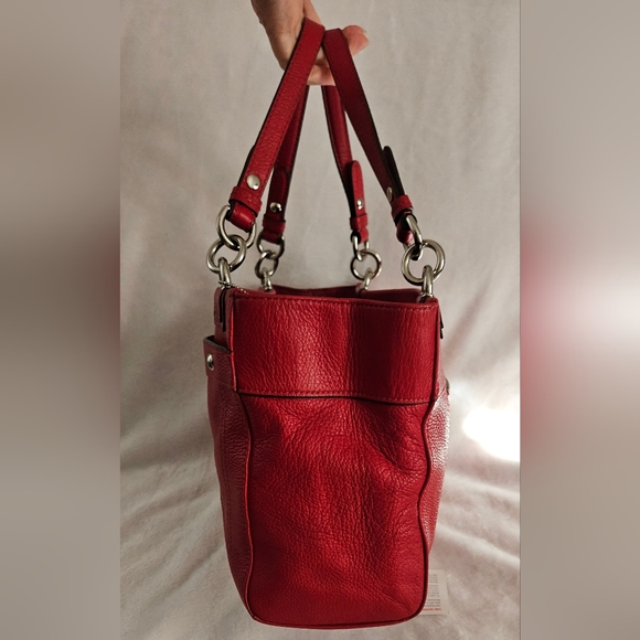 Coach Red Penelope Turnlock pebbled leather shoulder bag/tote. #H1169-F16531 - Picture 4 of 9